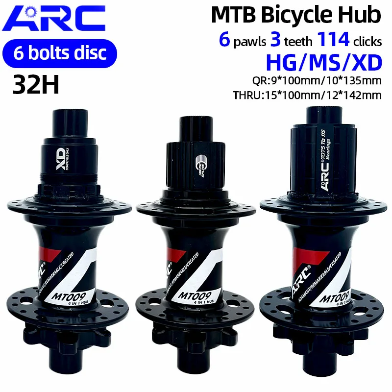 

ARC MT009 Mountain Bike Hub 32 Holes 12 Speed 114 Clicks MTB Hub 135mm 142mm Freehub Disc Brake NBK Bearing Hub with HG MS XD