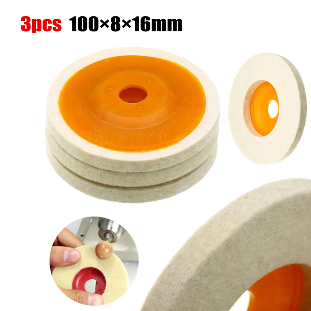 

3pcs 100x8x16mm Wool Polishing Wheel Polishing Pads Angle Grinder Wheel Felt Polishing Disc Pad Fit Metal/Marble/Glass/Ceramic