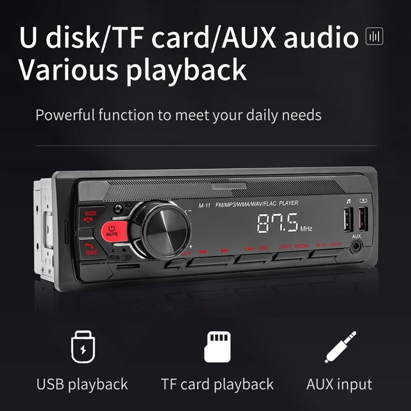 1 DIN автомобильный стерео Bluetooth Автомобильный музыкальный плеер AUX In Dash Head Unit FM