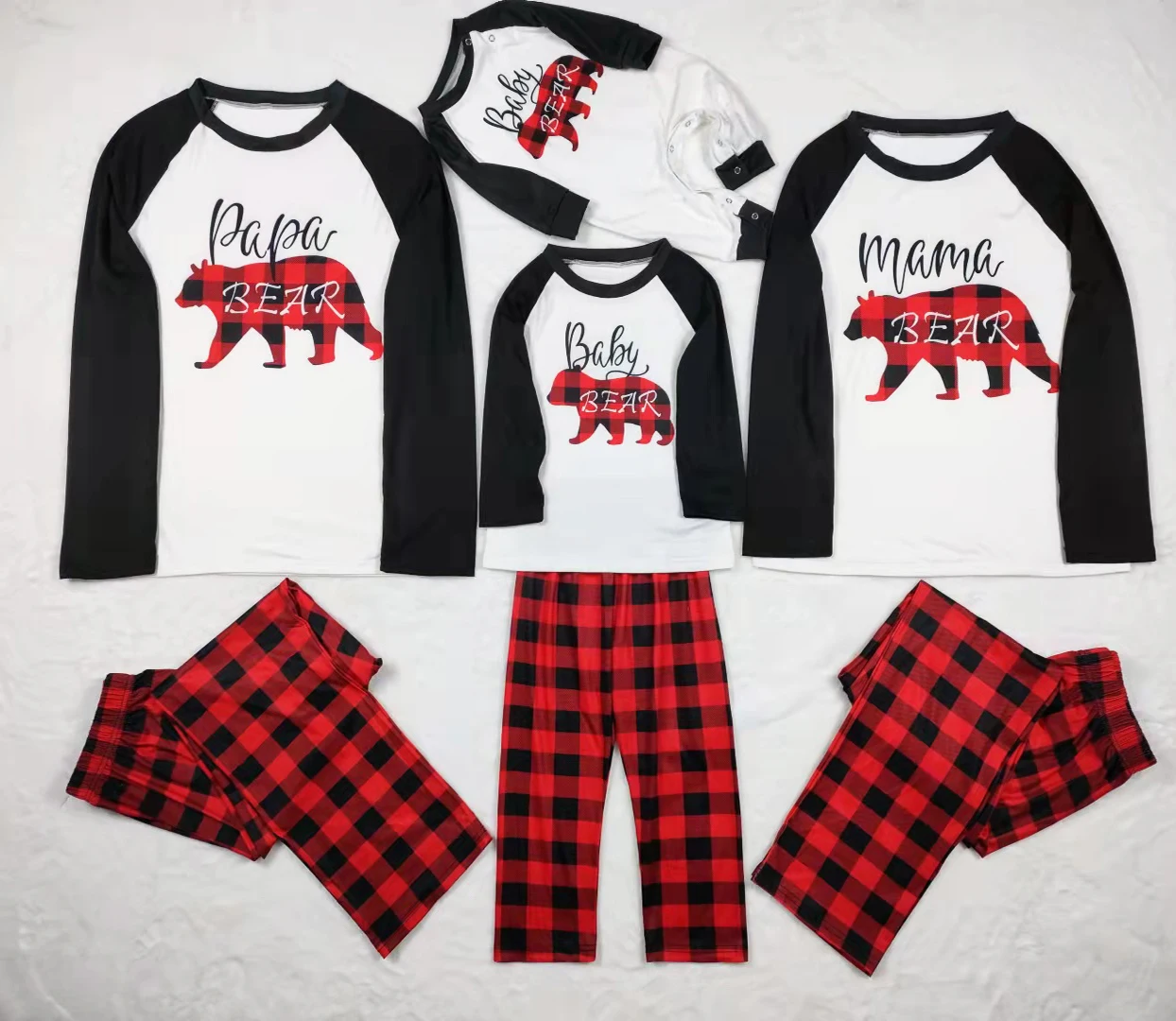 

Bear Print Plaid Christmas Pajamas Couples Xmas Pjs Family Matching Set Mother Kids Daddy Mommy Daughter Child Long Sleeve 2023