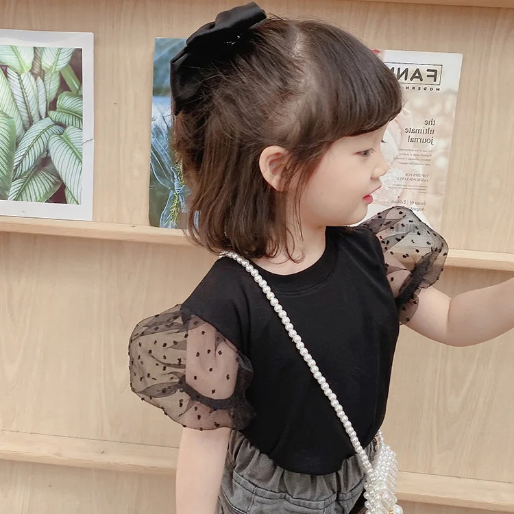 

2022 Fashion New Style Baby Girl Tops Lace Sleeve Fashion Outfit for Toddler Girl Clothing New Style Children Tops