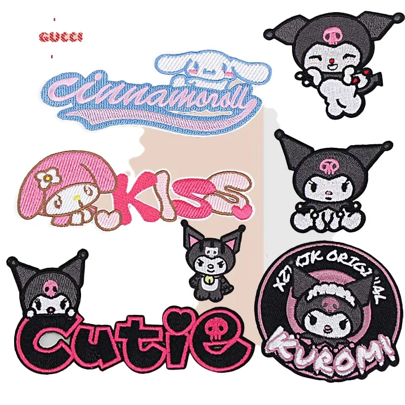 

Charms Kuromi Embroidery Patch Cloth Self-adhesive Cartoon Kids Clothes Stickers Shirt Badges DIY Anime Accessories Y2k Gift