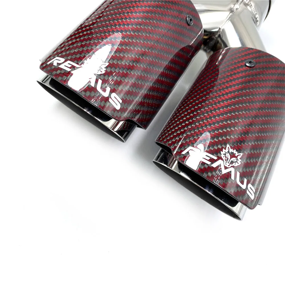 Фото Car Modification Remus Universal Dual Sandy Automobile Exhaust Pipe Muffler Tip Red Carbon Fiber Series Car Exhaust Tip Muffler №3