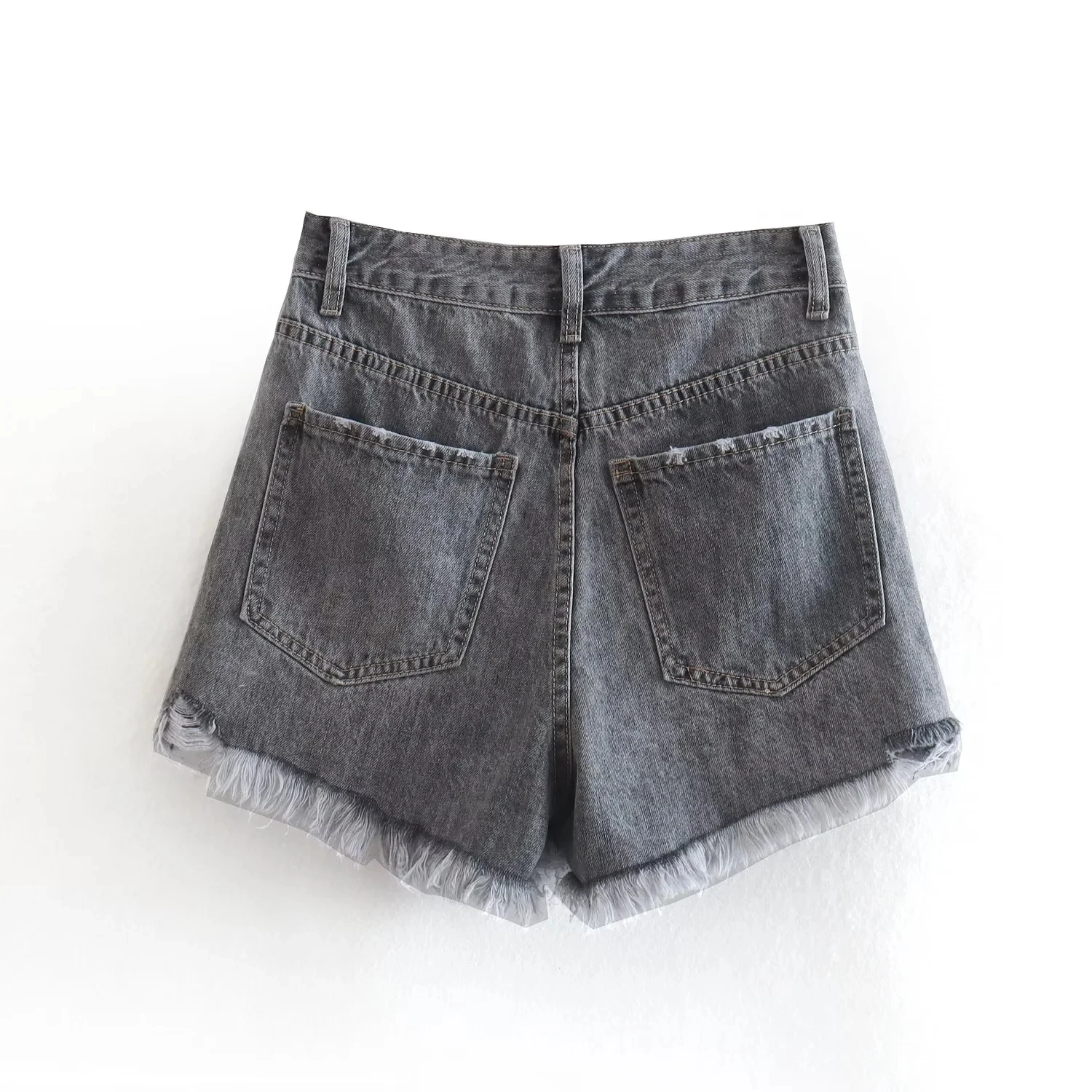 Withered 2023 High Street Retro Washed Burrs High Waist Harem Denim Short Loose Bermuda Women