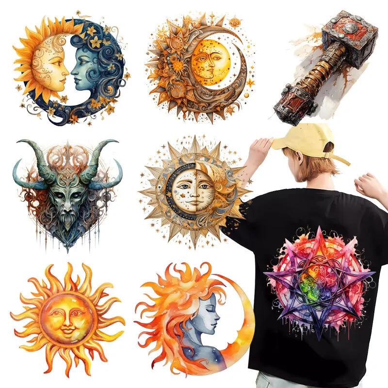 Наклейка-переводка для футболок термопереносная нашивка одежды панк ветер луна
