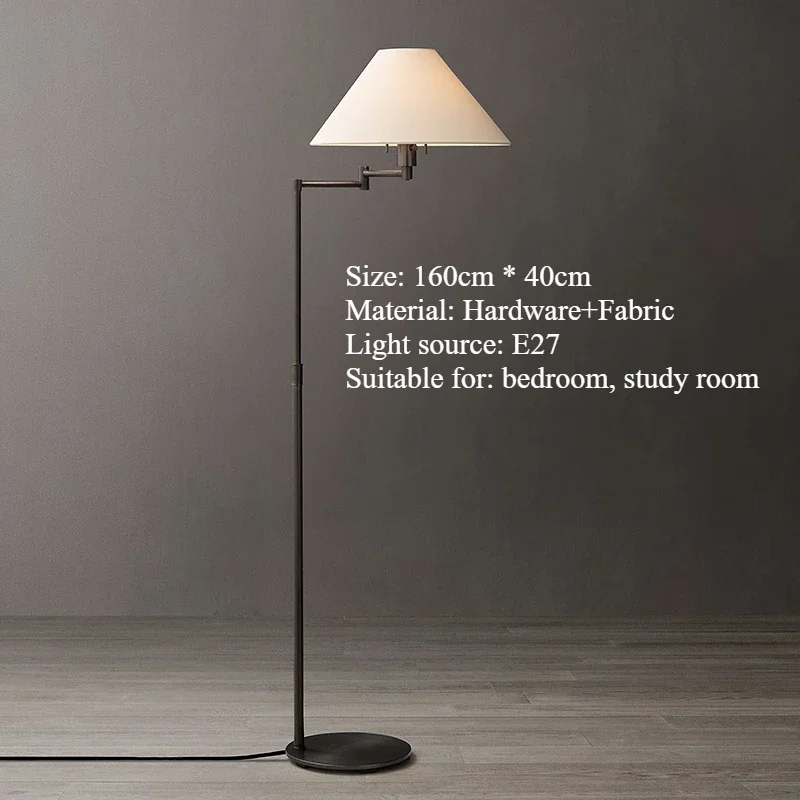 

Напольный торшер ZISIZ, тканевый абажур, кованное железо