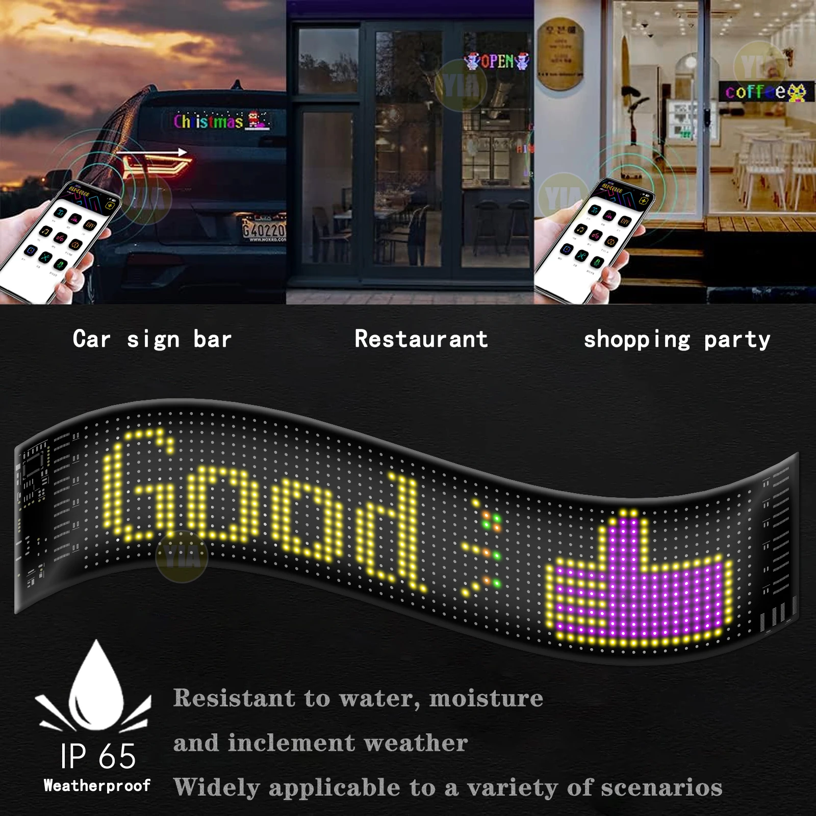 Фото Автомобильная светодиодная матрица Pixel Мягкий экран Лобовое стекло Devils Eyes Bliking Flashing LED Eyes APP Control Truck Window Board для Audi a3 BMW №5