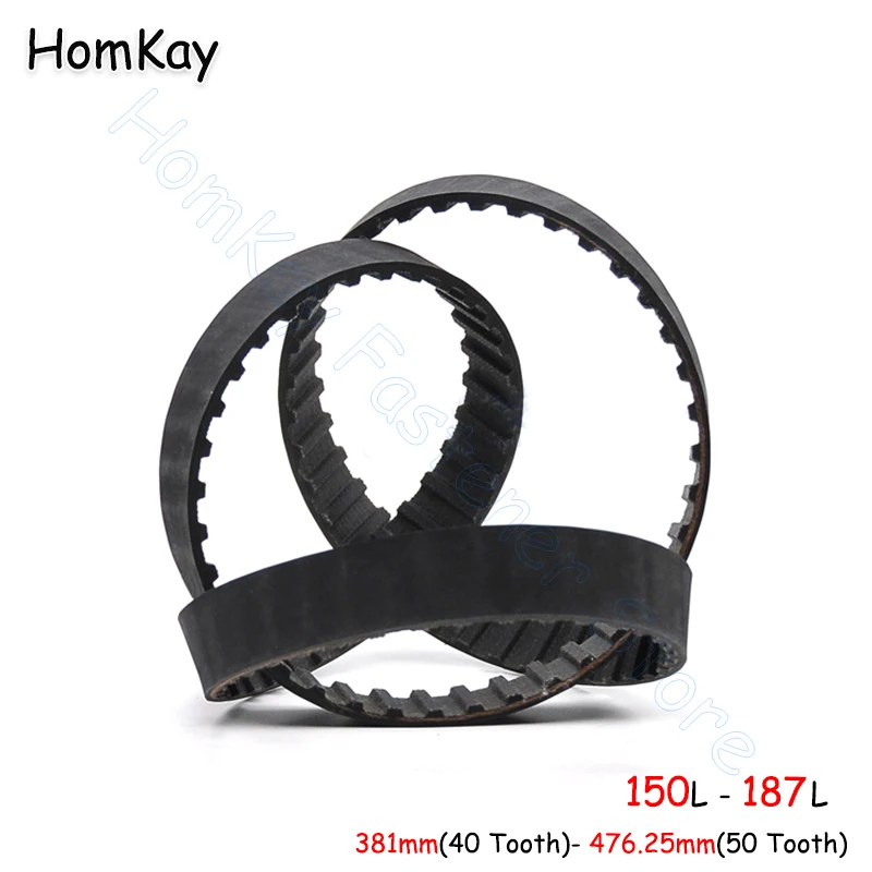 

L Timing Belt Rubber Closed-loop Transmission Belts Pitch 9.525mm No.Tooth 40 41 42 43 44 45 46 47 48 49 50Pcs width 20 25mm