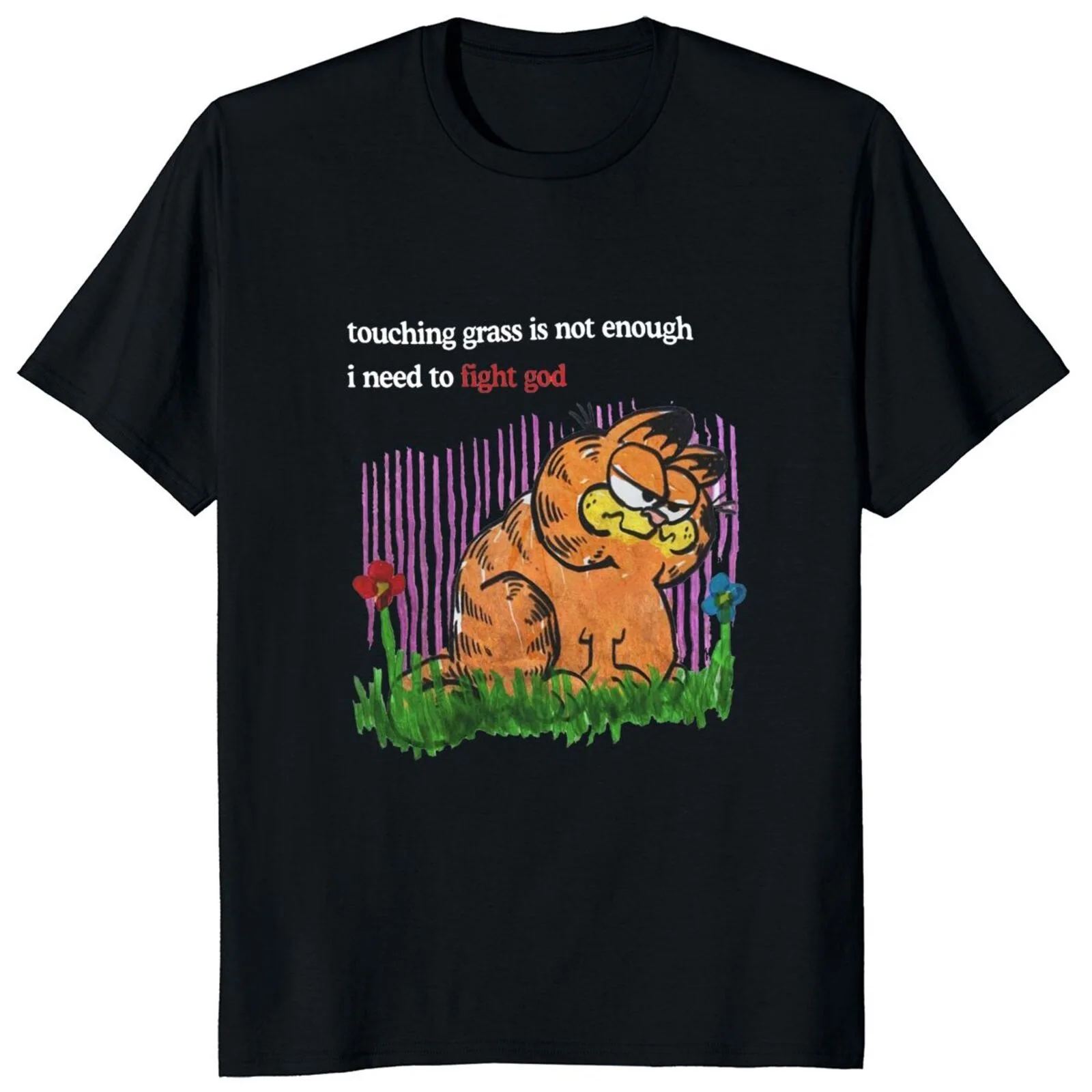 

Футболка Мужская/женская оверсайз, забавный рисунок кошки, с принтом «трость», «Трава недостаточная», футболка в стиле унисекс, повседневная, лето