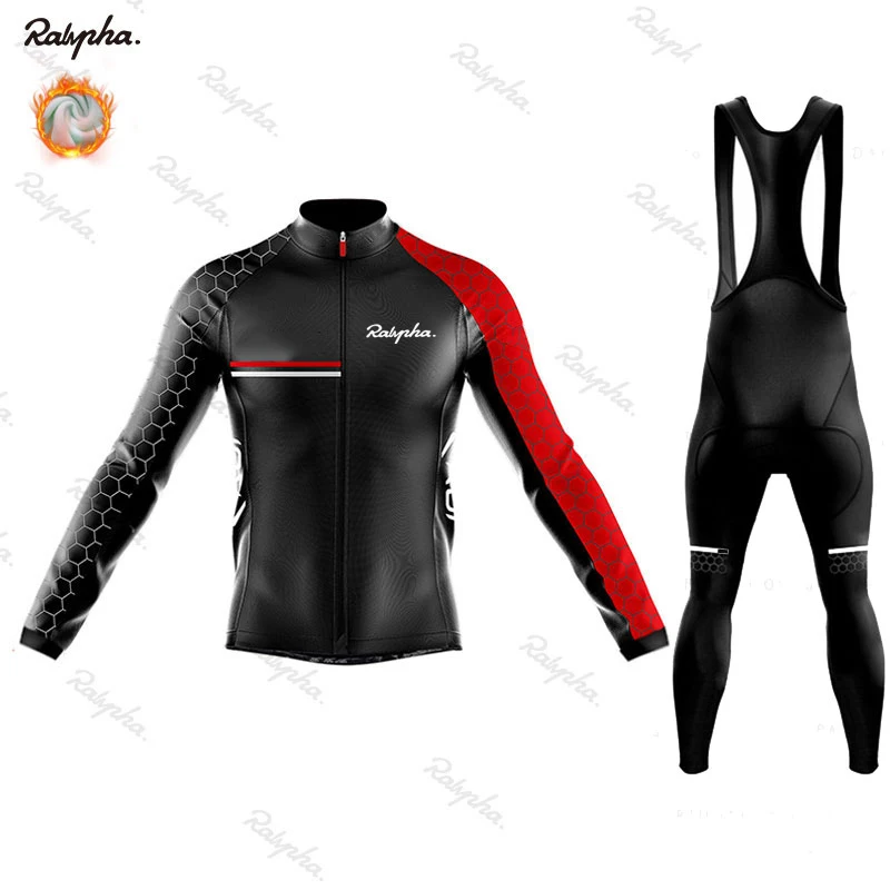 Raphaful Winter Thermal Fleece Long Sleeve Cycling jersey Set bib Pants Ropa Ciclismo Bicycle Clothing MTB Bike Men Clothes Suit |
