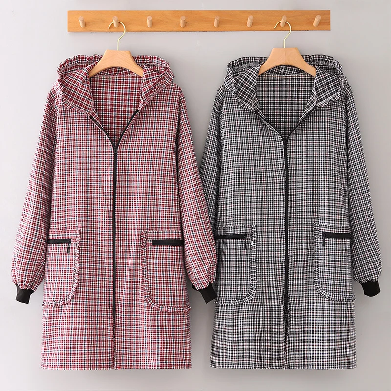 

New cotton long-sleeved apron women's fashion Korean style smock adult coat anti-oil breathable work clothes men