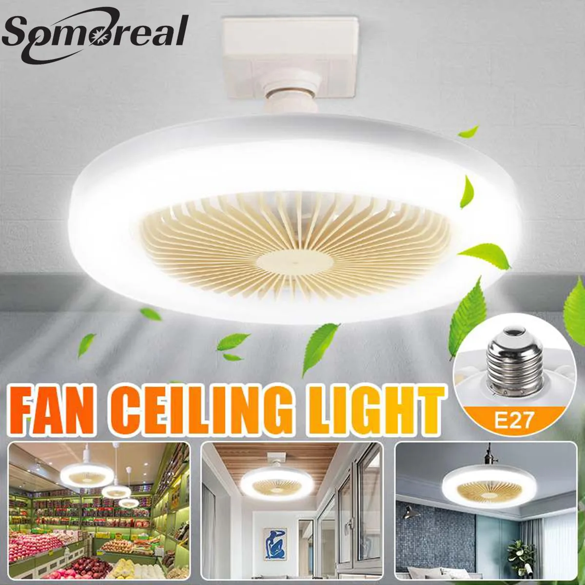 

NEW LED Ceiling Fan Modern Lamp White Light 26cm for Bedroom Decoration Lighting Ceiling Fan with Lights Good Sleep AC85-265V