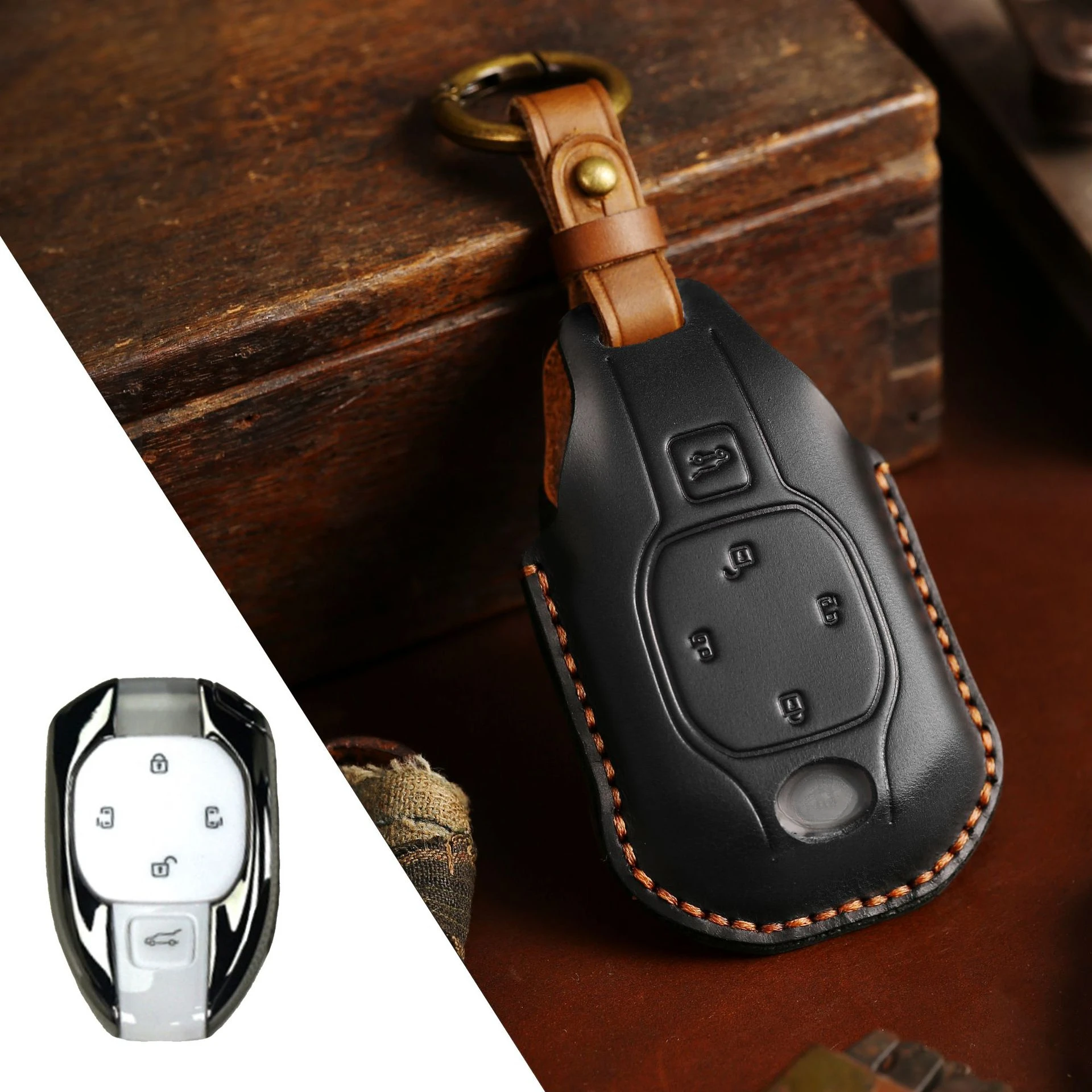 

Кожаный чехол, оболочка, автомобильный брелок, держатель для Trumpchi GAC M8 Gm8 2023, без ключа, умные аксессуары для ключей