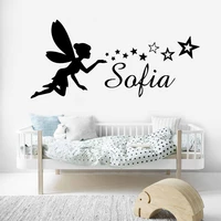 cartoon fairy star wall decals custom name stickers vinyl children kids girl bedroom decoration poster removable murals dw14058