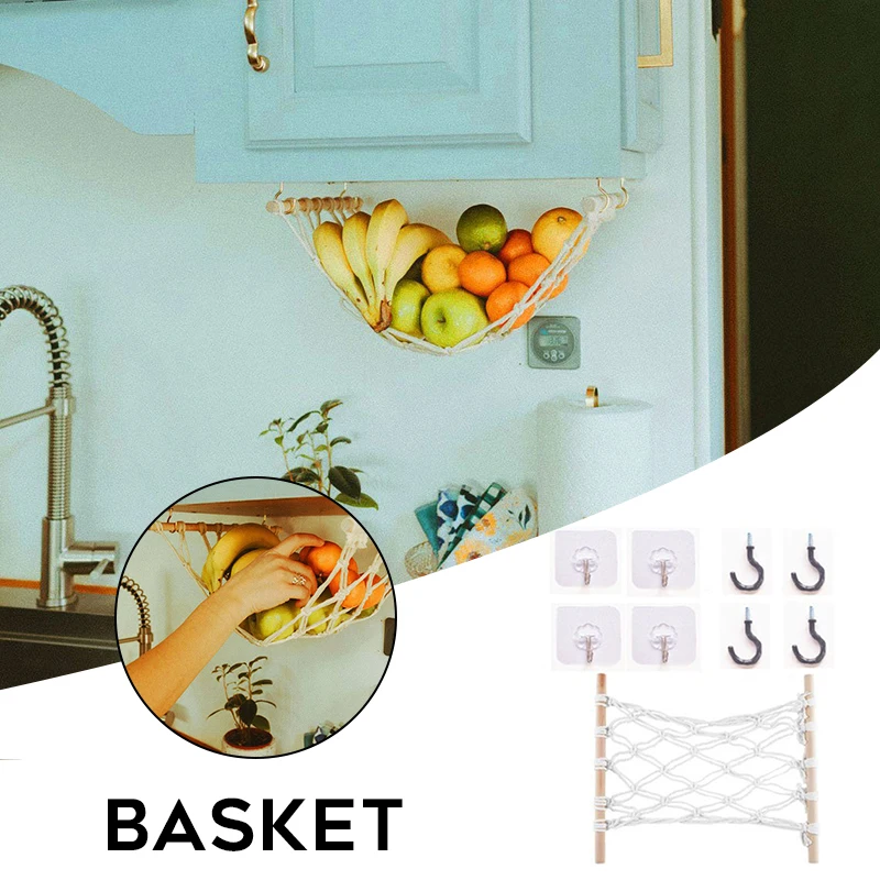 

Hanging Fruit Hammock Fruit Vegetable Baskets Pastoral Style Hammock Cabinet Hanging Fruit Hammock pjop