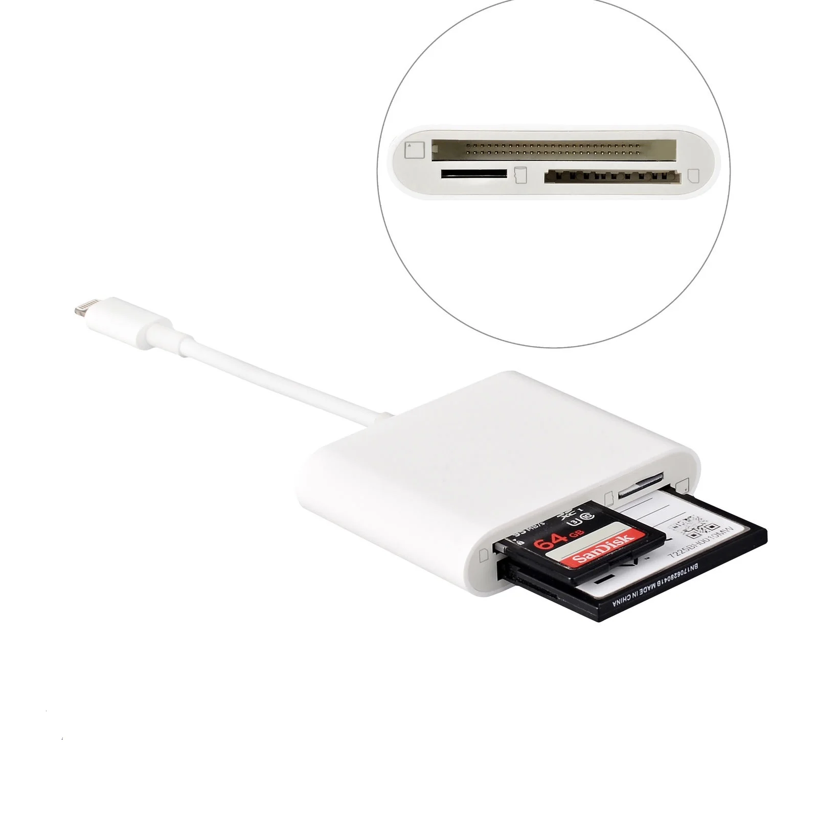 3 in 1 SD CF TF Card Reader for IPhone 8pin to SD/TF/CF Adapter Trail Game Camera Viewer for ipad