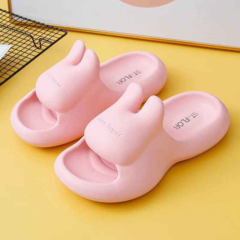 New Platform Slippers For Women Designer Cartoon Rabbit Pool Slides EVA Summer Thick Bottom Sandals Bedroom Funny Beach Shoes