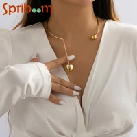 women torques asymmety metal ball elegant choker imitation pearl tassel pendants personality geometric jewelry party accessories
