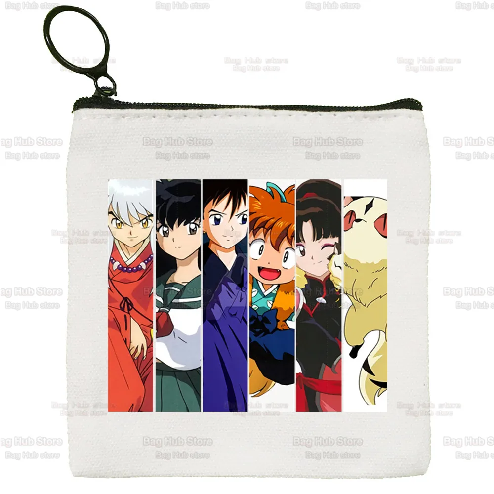 Inuyasha Sesshoumaru Higurashi Kagome Simple Canvas Coin Purse Cute Cartoon Key Case Lady Bag Coin Storage Bag