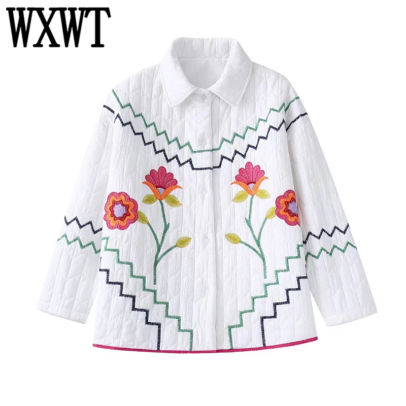 

2022 Fashion Embroidery Loose Shirt Jacket Women Streetwear Long Sleeve Warm Coat Spring Autumn Casual Outerwear Tops BB22656