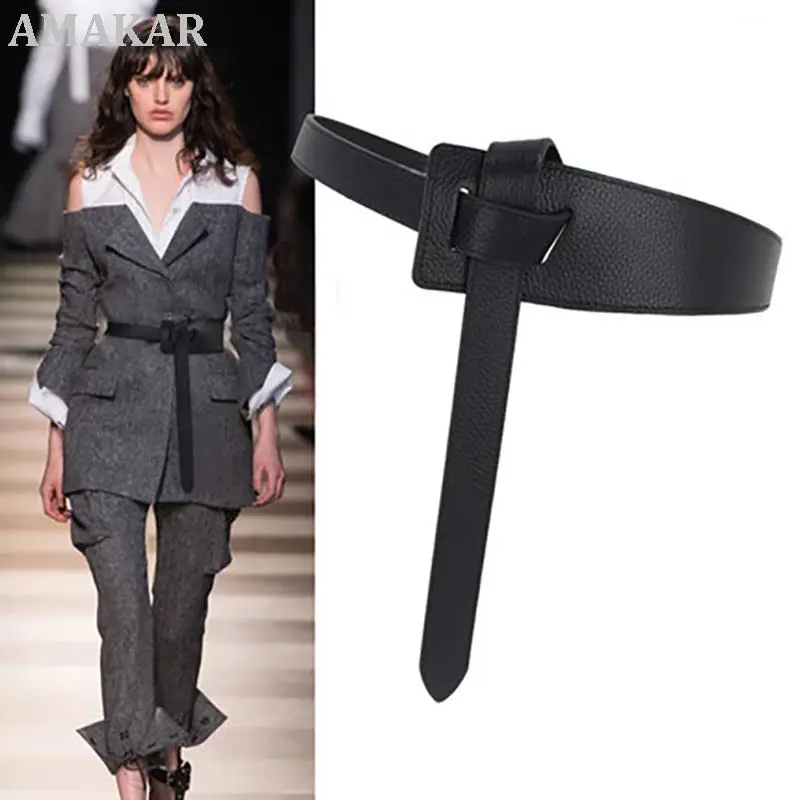 

Genuine Cowhide Women Belt Cummerbunds Fashion Pure Color Accessory For Ladies Dress And Suits Simple Wild Corset Belt