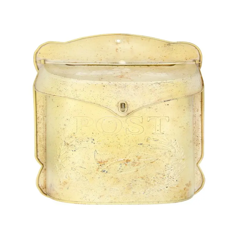 

Distressed Yellow Metal Post Box - Lovely Durable Home, Office & Garden Decor Piece with Finish Tin