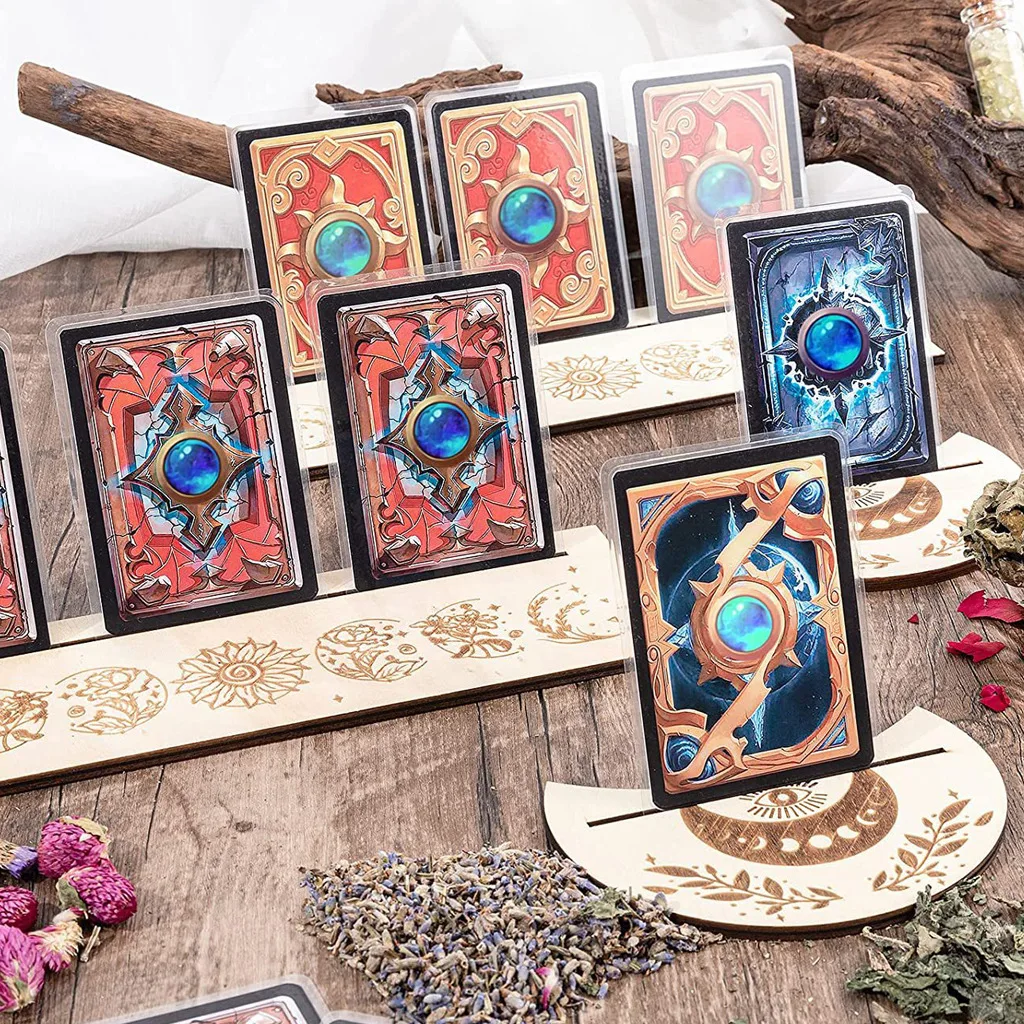 

2PCS Wooden Tarot Card Holders, Wood Handmade Display Stands for Witch Divination Tools, Majic Ceremonial, Altar Decor