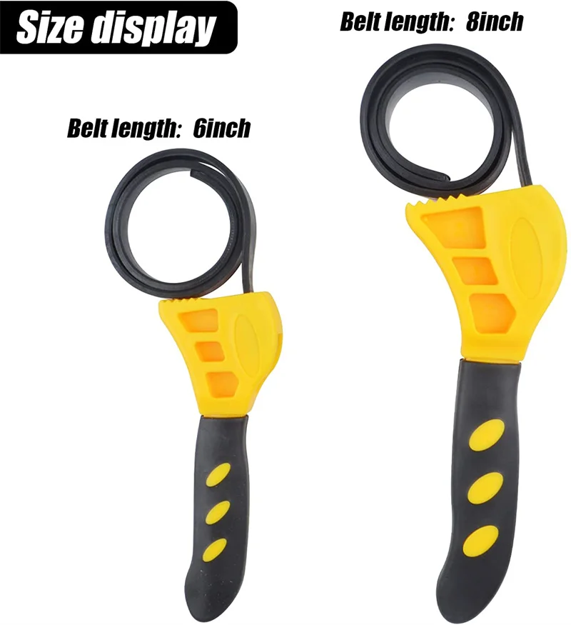 

2Pcs Oil Filter Strap Wrench Silicone Belt Universal Adjustable Jar Opener Wrench Bottle Opener Car Repair Filter Wrench Tools