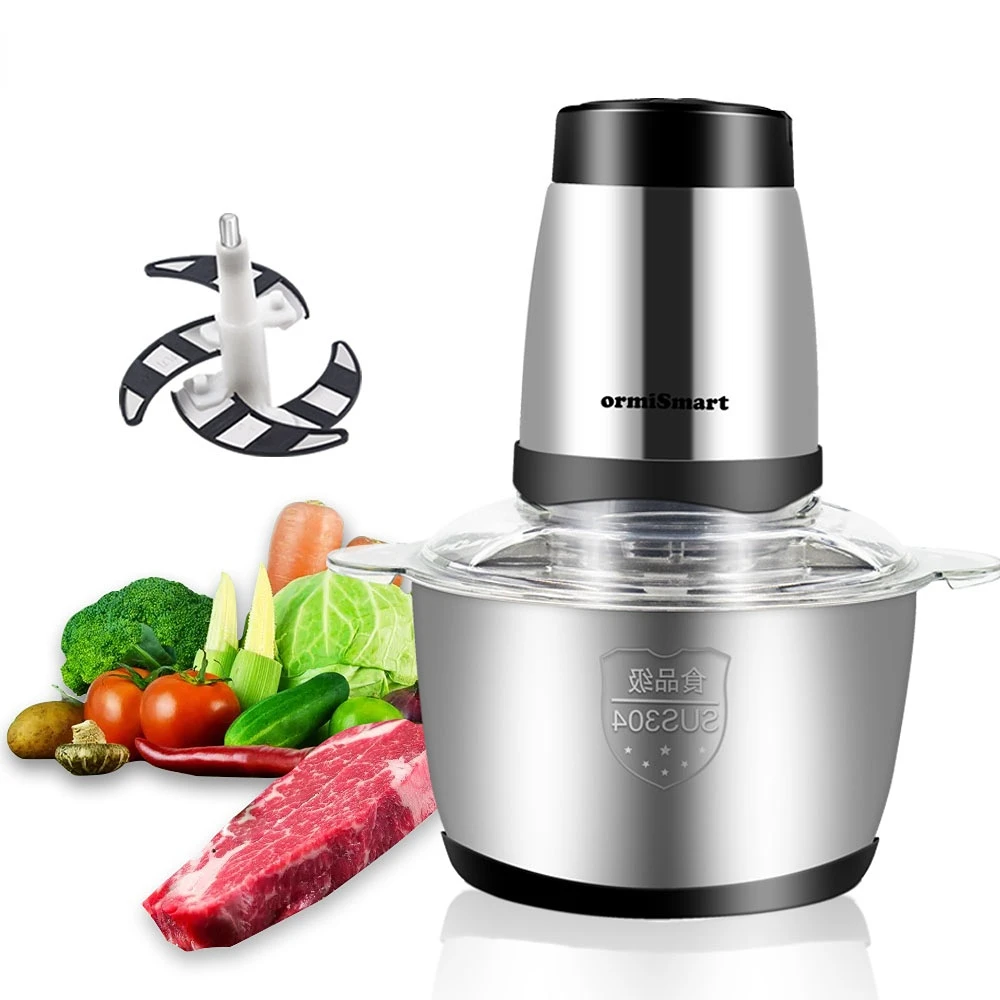 

2 Speeds 2L Electric Meat Chopper Vegetable Grinder Mincer Food Processor Cutter Slicer 304 Stainless Steel Blender Mixer
