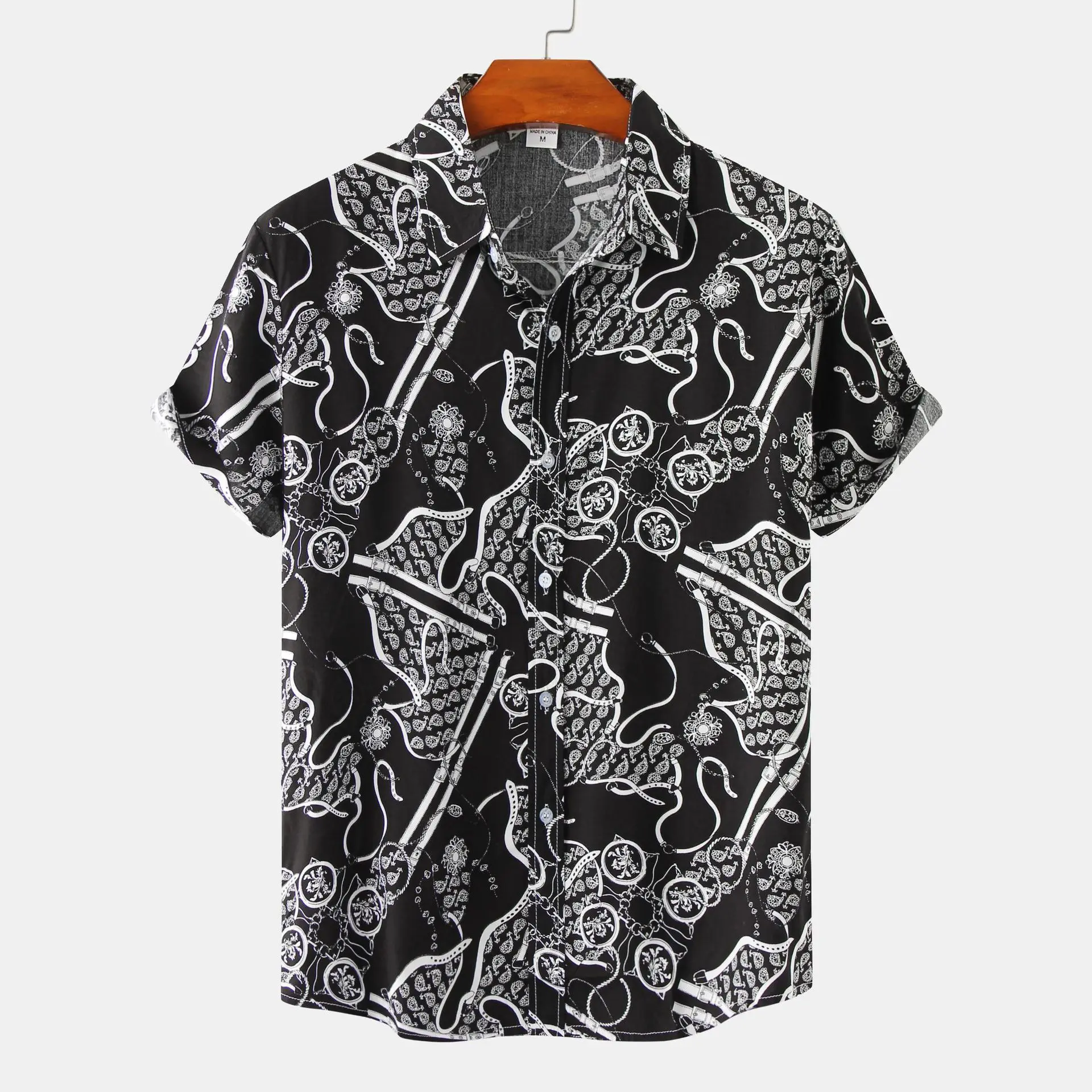 

Гавайская рубашка мужская с коротким рукавом, Повседневная блуза с принтом, на пуговицах, Пляжная семейная одежда для отпуска, черный цвет
