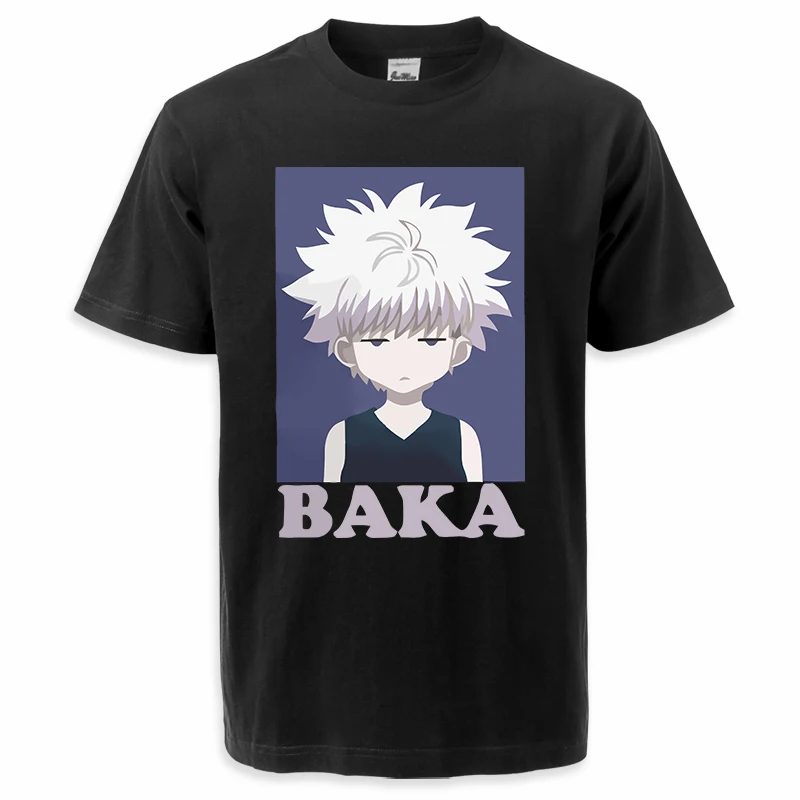 

Japan Anime 2022 Hunter X Hunter Tshirt Summer Men Anime Killua Zoldyck Graphic Tees Shirt High Quality Printed Baka Basic Tees