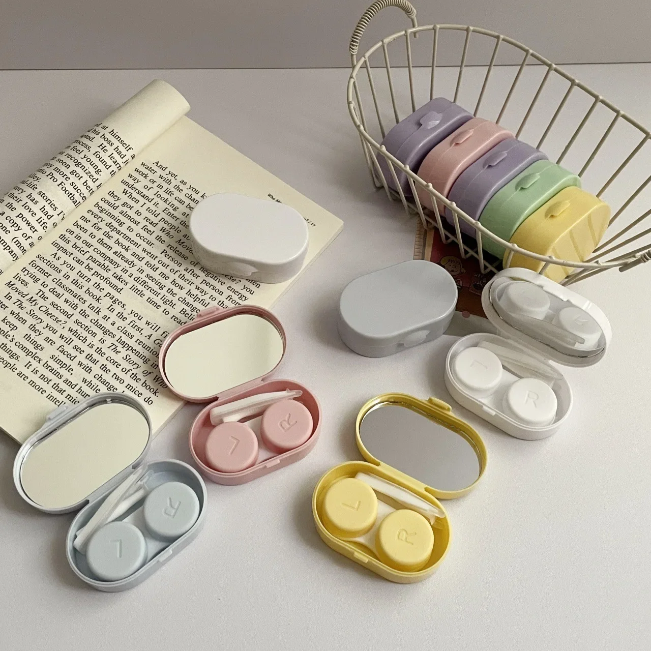 Кремовый портативный мини-футляр для очков двойная коробка партнера невидимый