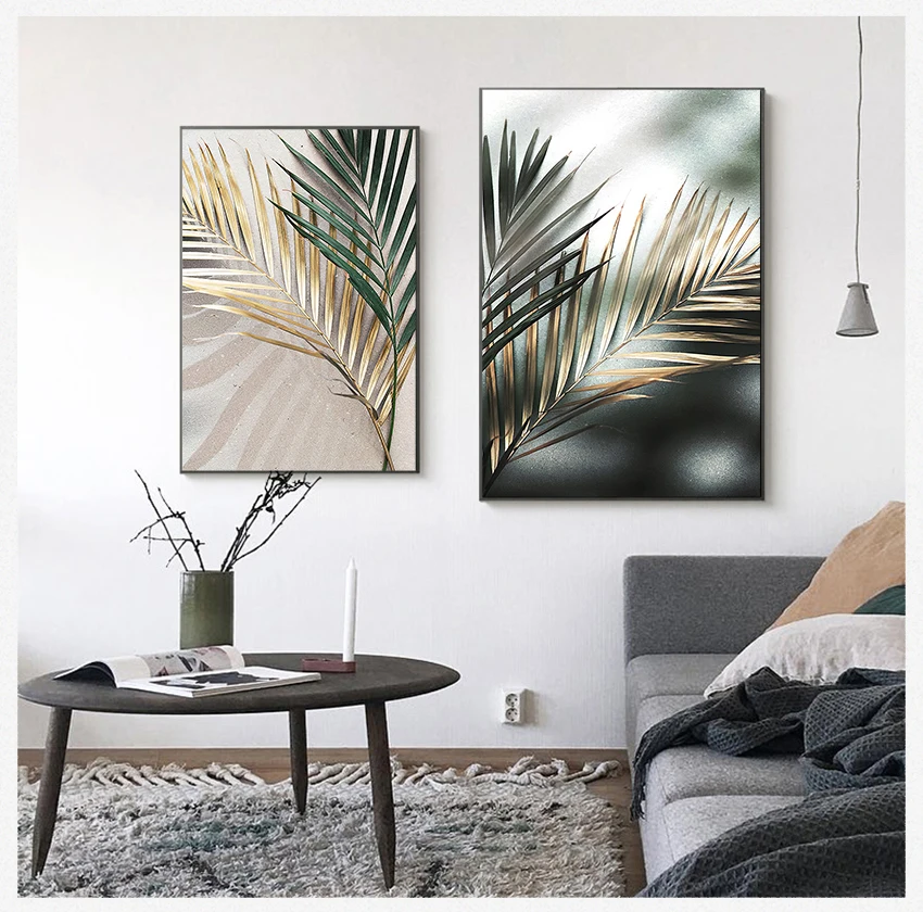 

На Стену Декор для дома HD декоративное изображение нерамка золотые Пальмовые Листья под солнечным светом постер и принты