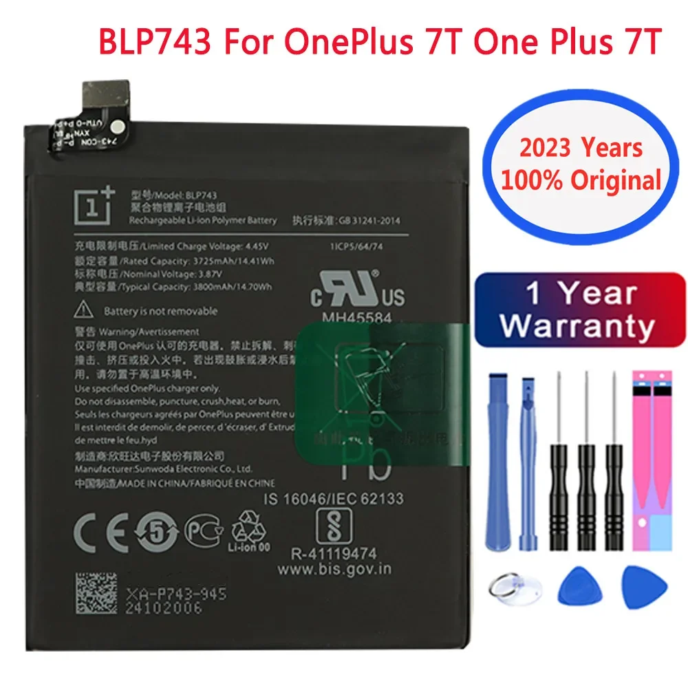 

2023 Years 100% Original Phone Battery For Oneplus 7T One Plus 7T BLP743 High Quality Smartphone Battery In Stock + Tools