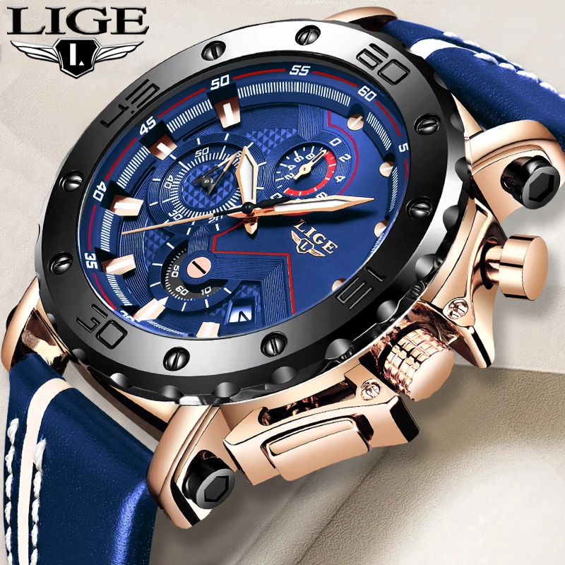 

Часы наручные LIGE мужские кварцевые, роскошные брендовые модные деловые водонепроницаемые повседневные автоматические, с датой, 2022