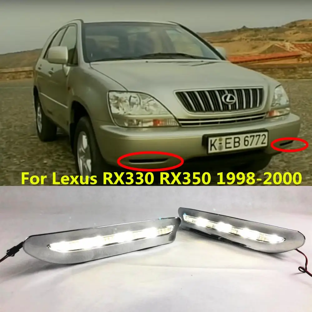 Luz LED de circulación diurna para coche, accesorios impermeables de ABS, 12V, DRL, antiniebla, para Lexus RX300, RX330, RX350, 1998, 1999, 2000