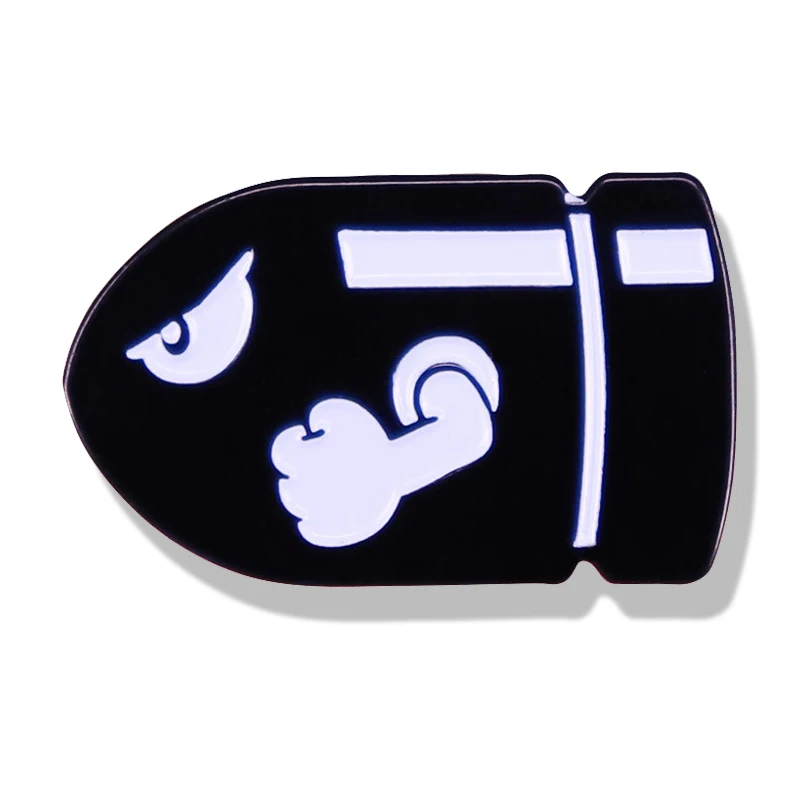 

Classic Games Bullet Bill Missile Brooch Enamel Pin Brooches Metal Badges Lapel Pins Denim Jacket Jewelry Accessories Gifts
