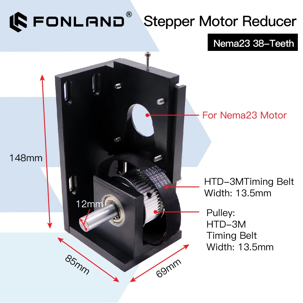 FONLAND Stepper Motor Reducer Nema23 38-Teeth/ Nema23 60-Teeth/ Nema34 72-Teeth for CO2 Laser Cutting and Engraving Machine enlarge