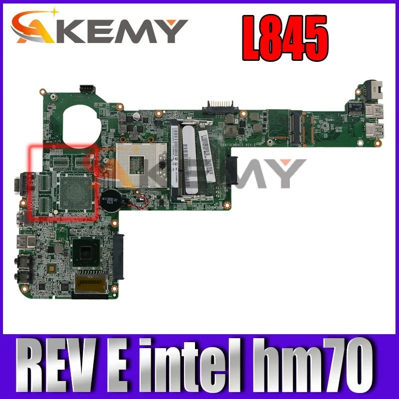 

Материнская плата AKEMY для ноутбука Toshiba sattelite L845, материнская плата REV E, Intel hm70, ddr3, разъем pga989, A000175320 dby3cmb8e0