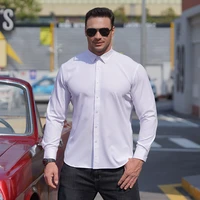 5xl 6xl 7xl 8xl 10xl large size mens solid color business casual long sleeved elasticity shirt male social dress shirt for plus