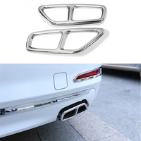 2pcsset stainless rear dual exhaust pipe cover trims silver for bmw 5 series g30 g31 17 18