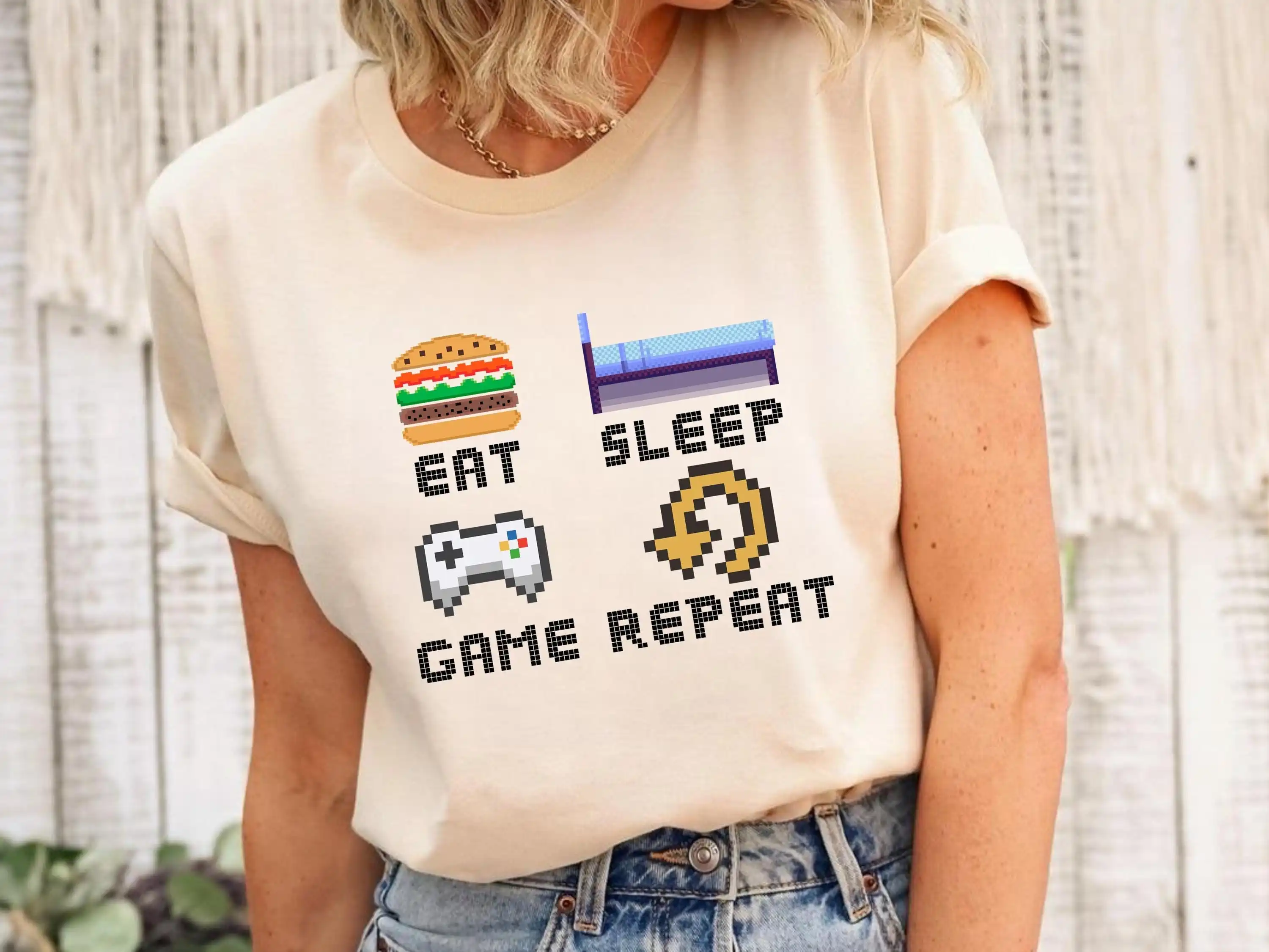 Футболка Eat Sleep Game RepeaT Gamer Daily Routine для мальчиков видео