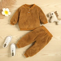 infant baby girls boys outfit set autumn and winter new infant boys and girls double sided cashmere long sleeved suit