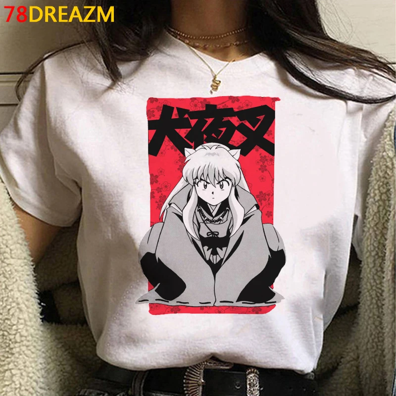 

Футболка Inuyasha, женская уличная одежда с принтом tumblr, японская белая футболка, футболка, белая футболка