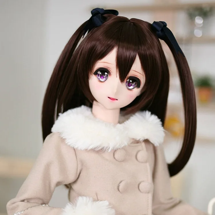

BJD doll wig for 1/3 1/4 1/6 size bjd girl wig soft silk light gold double ponytail doll accessories (five colors)