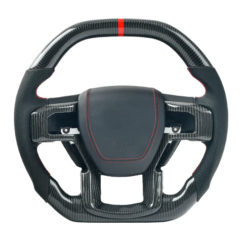 

Индивидуальное 100% натуральное углеродное волокно кожаное Автомобильное рулевое колесо для Ford Raptor F150 F250 2015 +