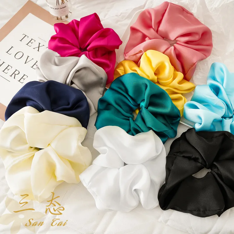 

New Large Scrunchies Ropes Satin Hair Bands Ties Gum Elastics Ponytail Holders for Women Girls Hair Rubber Bands Accessories