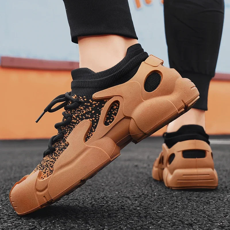 Мужские повседневные спортивные туфли Бежевые кроссовки дышащая сетчатая обувь