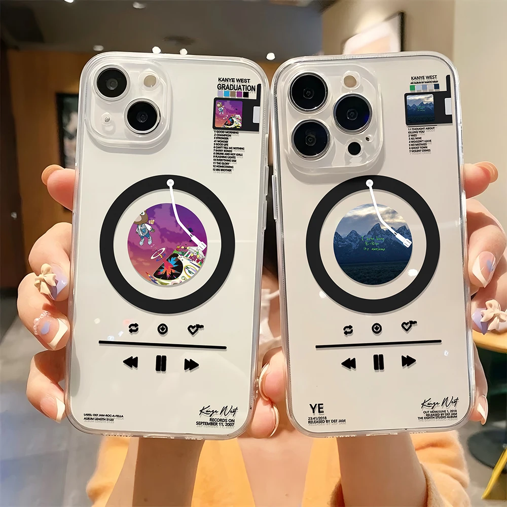 Магнитный чехол для телефона Magsafe с рэпером Kanye West Hot Album iPhone 16 15 14 13 12 11 8 7 Plus Pro Max X XR