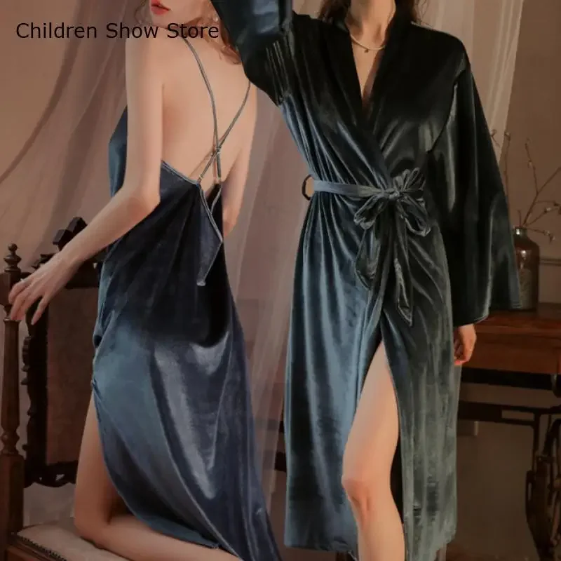 Женское свадебное платье Mornin осенне-зимнее новое кимоно теплый велюровый халат